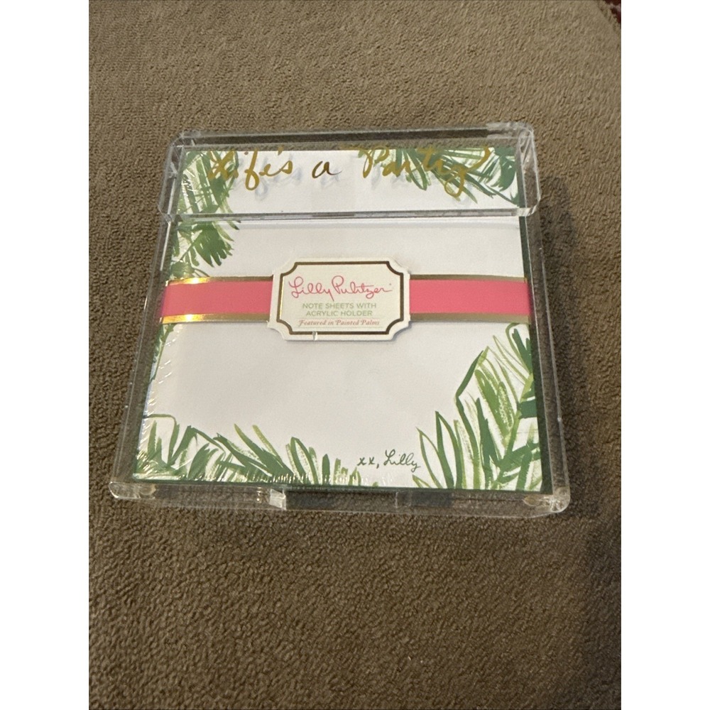 Lilly Pulitzer Note Set With acrylic holder Life's A Party (TD)